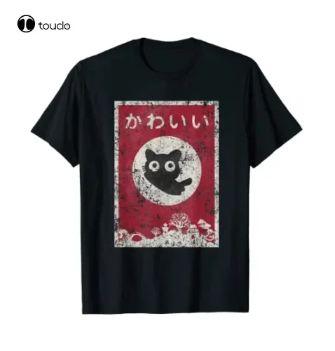 

Kawaii Cat японский черный аниме кот футболки хлопок тренд 2021 пользовательские футболки для мужчин