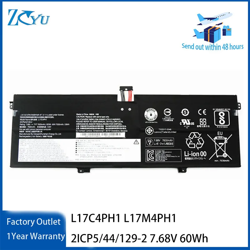 L17C4PH1 Laptop-Akku für Lenovo YOGA C930-13IKB 81C4 7 Pro-13IKB L17M4PH1 2ICP5/44/129-2 usw. 7,68V 60Wh
