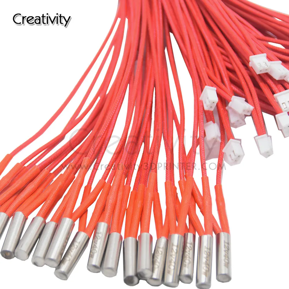 10 Pieces 3D Printers Cartridge Heater 12V/24V 40W 6*20mm 1meter with XH 2.54 For MK Mendel Reprap Extruder Parts Heat Part