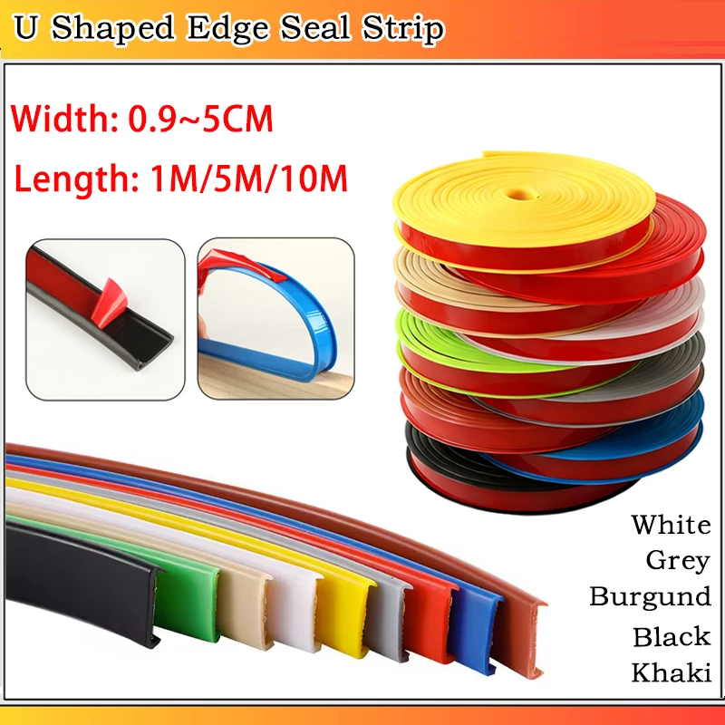 

Width: 0.9~5cm Length:1/5/10M TPE Self-Adhesive U Shaped Edge Banding Seal Strip Furniture Cabinet Table Chair Protector