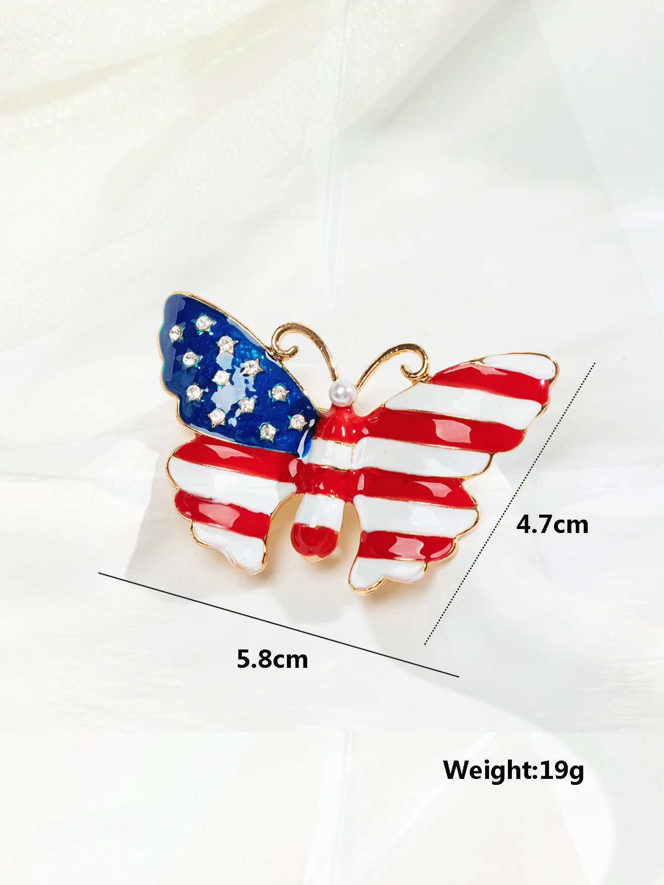 Lega goccia olio cuore farfalla a cinque punte bandiera americana spille collare accessorio American Independence Day Pin