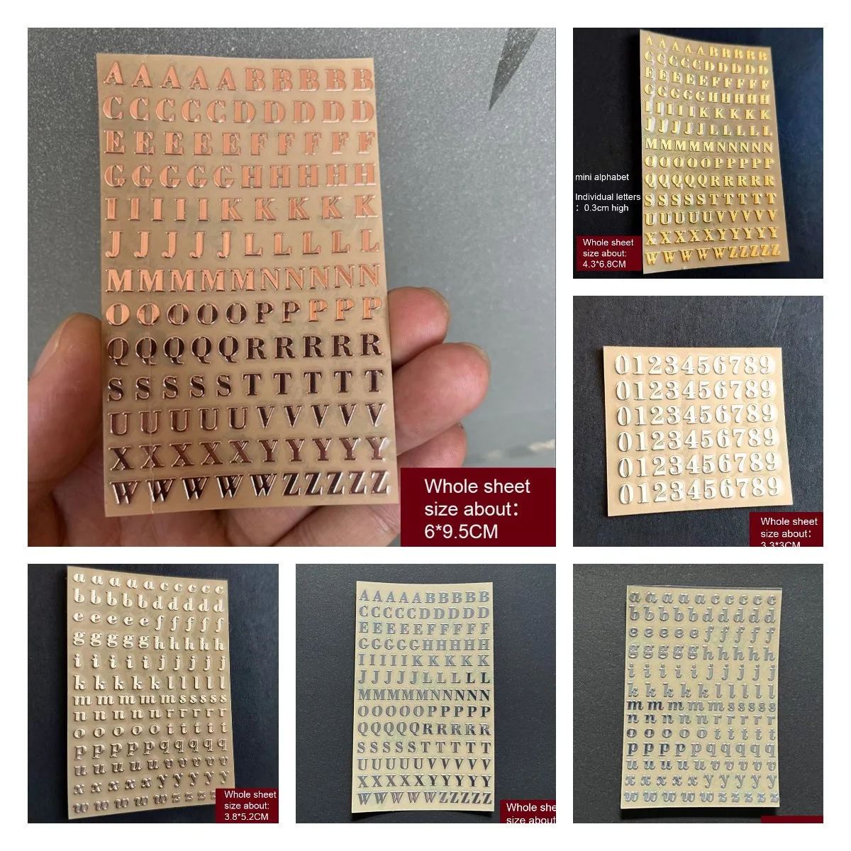 26 Letter Stickets Rose Gold Silver Colors English Letters Sticker for Photos Albums Decoration Pvc Waterproof Molds