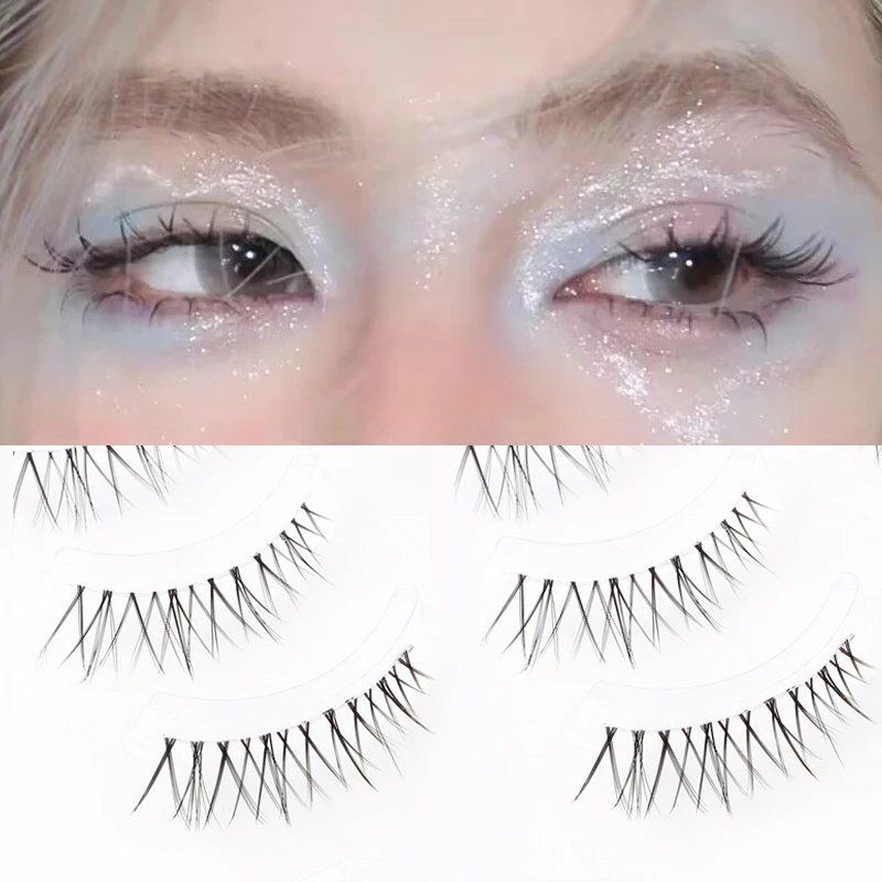 5 Paar Anime-Wimpern mit transparentem Stiel, unsichtbare Manga-Wimpern, natürliche falsche Wimpern für Make-up – Detail 6