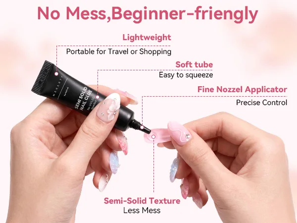 Makartt Hema-Free Semi Solid Nail Glue Strong Air-Dry 20s Fake Nail Tips Adhesive No UV Needed DIY Manicure 10ml Home Salon