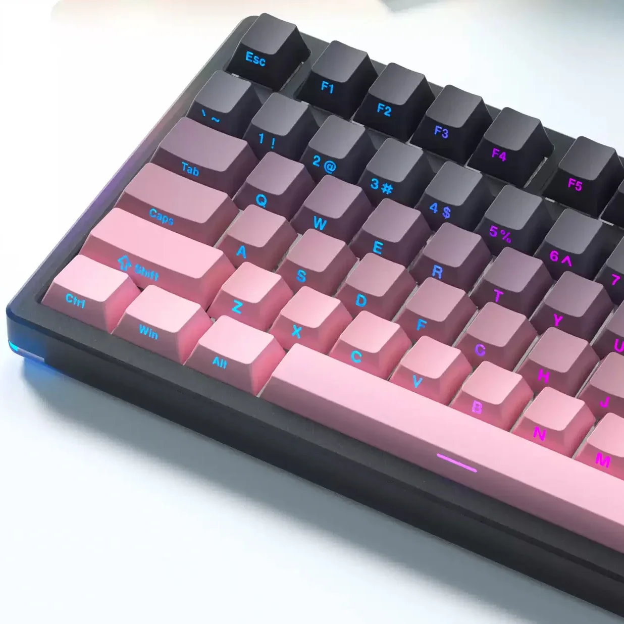 Gradient Black Pink Side Engraving Keycaps PBT Double Shot Keycap For Cherry MX Switch Gaming Mechanical Keyboard RGB Key Caps