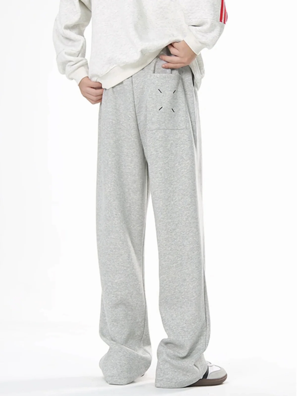 

ay Fce Lined Thiened Men's Sweatpants Autumn Winter Heavyweight Youth Sports Pants Casual Long Trousers Bell Bot