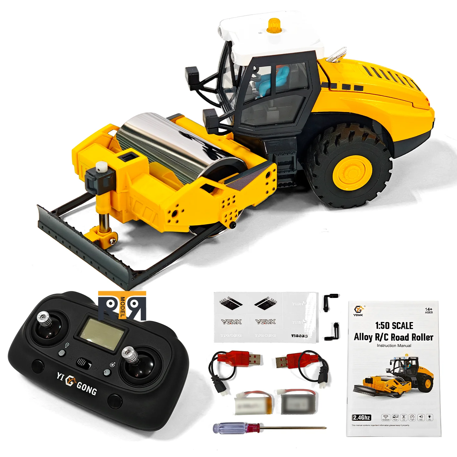 

YG131 Mini Road Roller 1/50 Simulation Model RTR Electric RC Road Roller with Lighting and Sound System Remote Control Car Toy
