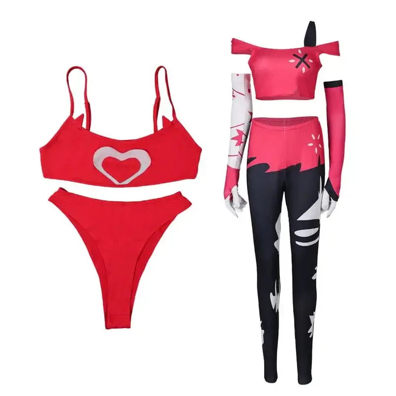 

WU01 Cherri Bomb Cosplay Swimsuit Costume Cartoon Hazzbin Hotel Bikini Swimwear Jacket Women Outfits Halloween Carnival ParJk5*！