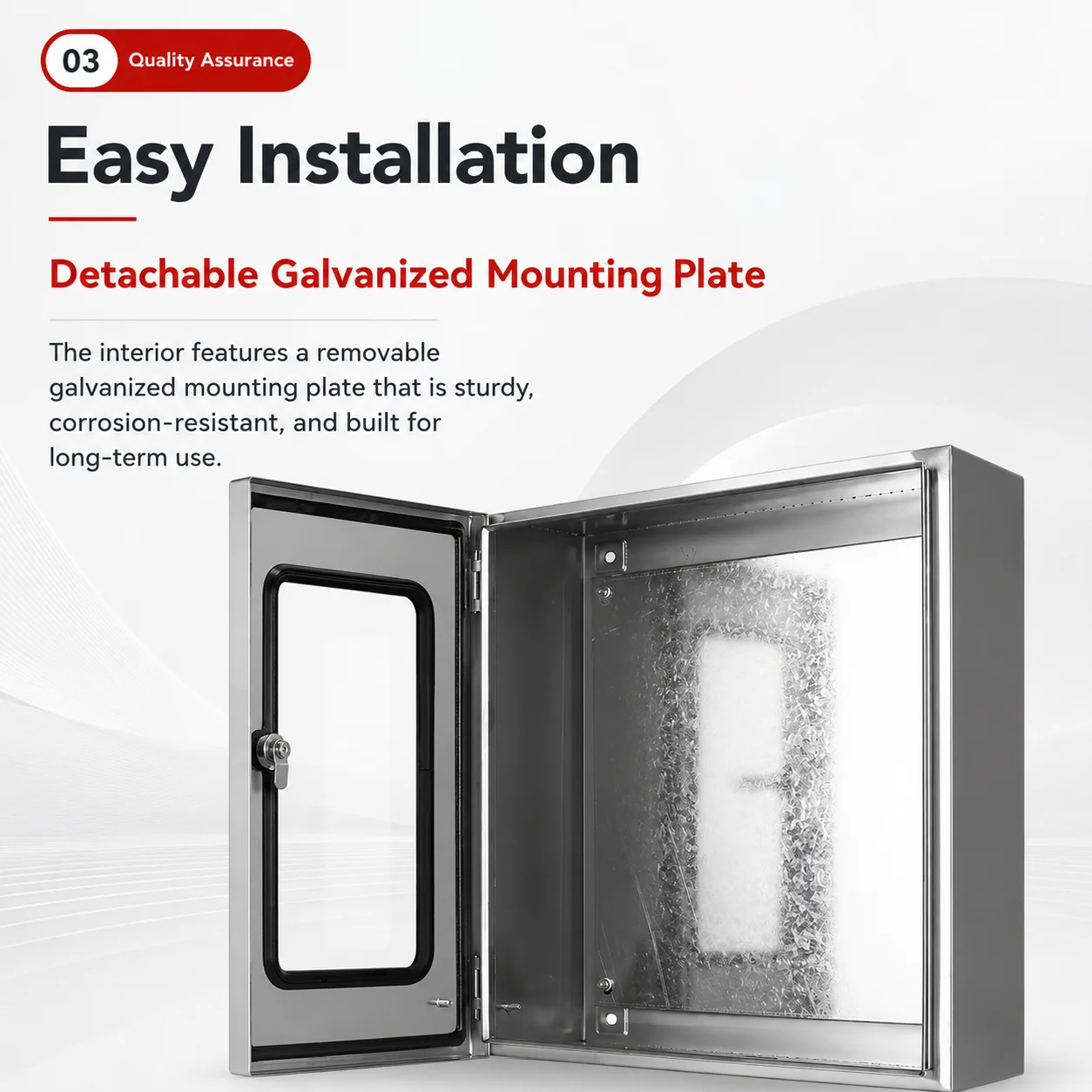 304 Stainless Steel Distribution Box with Single Door Window Indoor Instrument Monitoring Waterproof Tank Open-Installation Box