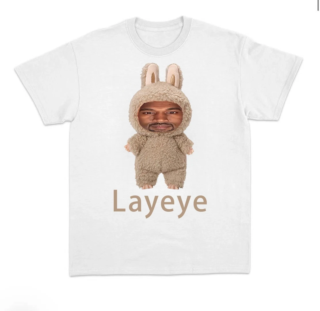 2025 جديد محاكاة ساخرة كاني Layeye المحملة الإبداعية قصيرة الأكمام القطن الخالص الرجال والنساء تي شيرت غير رسمي قمة الموضة الفتيان والفتيات
