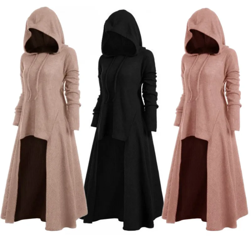 Big Size Halloween Costumes Women\'s Holiday Evening Party Dress Tunic Hooded Robe Cloak Knight Gothic Fancy Masquerade Cosplay