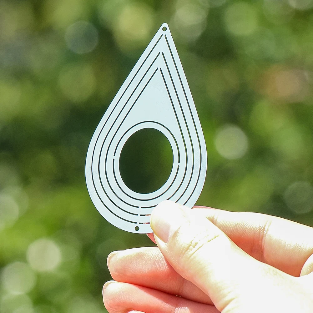 

6pcs Drop Wind Spinner Tail 3D Flowing-Light Illusion Effect Stainless Steel Wind Chimes Catcher Hanging Decor for Garden Yard