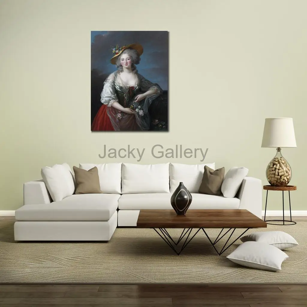 Portrait Oil Painting Elisabeth Vigee Lebrun Madame France Handmade Woman Canvas Art Large Wall Decor for Apartment Living Room