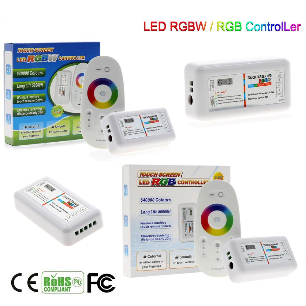 RGBW / RGB LED Controler Touch Screen 2.4G DC12-24V 18A Remote Controller Channel For RGB + CCT LED Strip Wireless