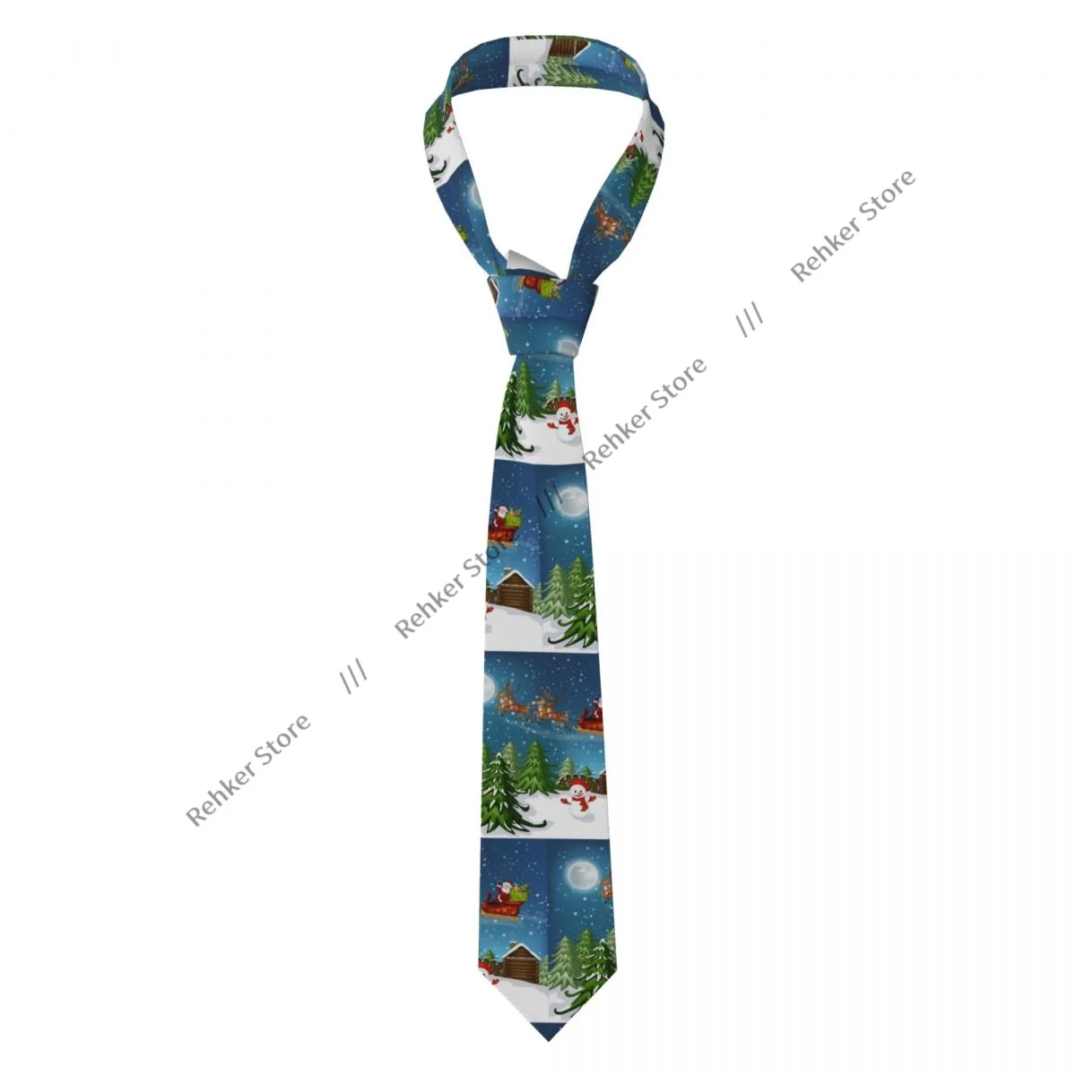 Formal Skinny Neckties Classic Men's Santa Claus In Sleigh With Reindeer Wedding Tie Gentleman Narrow