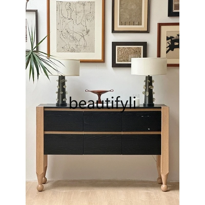 

French Vintage Style Solid Wood Chest of Drawers Creative Simple Modern Bedroom Storage Cabinet Hallway Entryway Cabinet