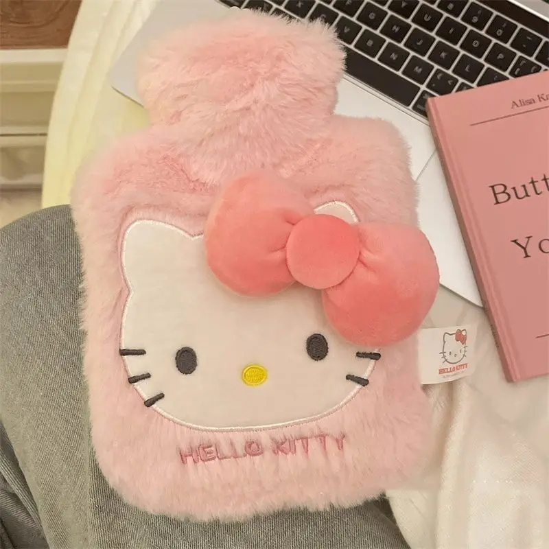 Sac à eau chaude en peluche Sanurgente pour enfant, bouteille chauffante réutilisable, jouet Kawaii, Kuromi, Hello Kitty, Cinnamoroll, Melody, cadeau d'anniversaire