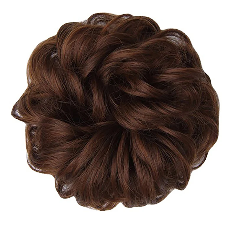 Synthetic Hair Bun Wig Ladies Ponytail Hair Extension Scrunchie Elastic Wave Curly Hairpieces Scrunchie Wrap