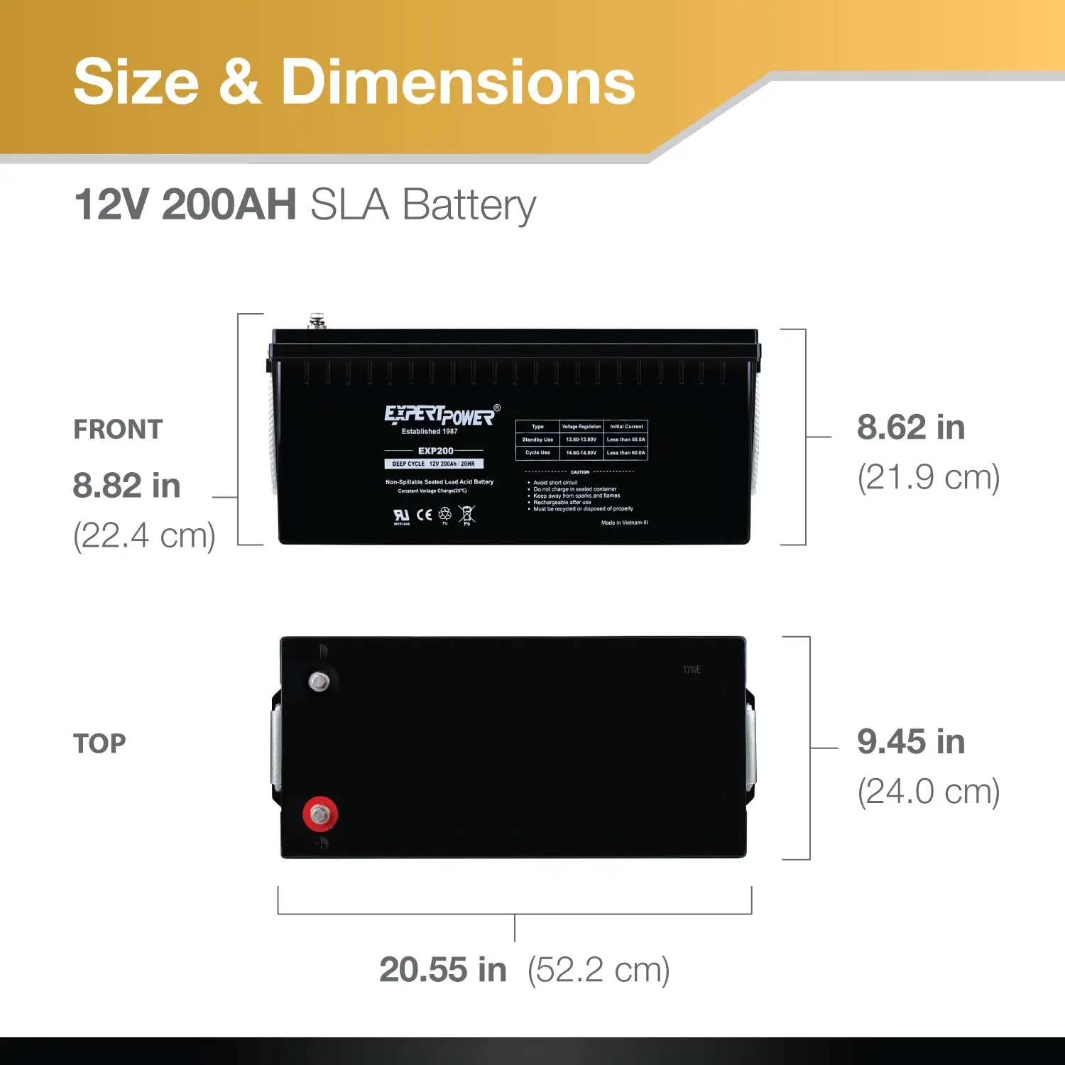 12V 200Ah Deep Cycle AGM Battery for Solar RV Camper Sump Pump Backup Off-Grid Trolling Motor, Customized