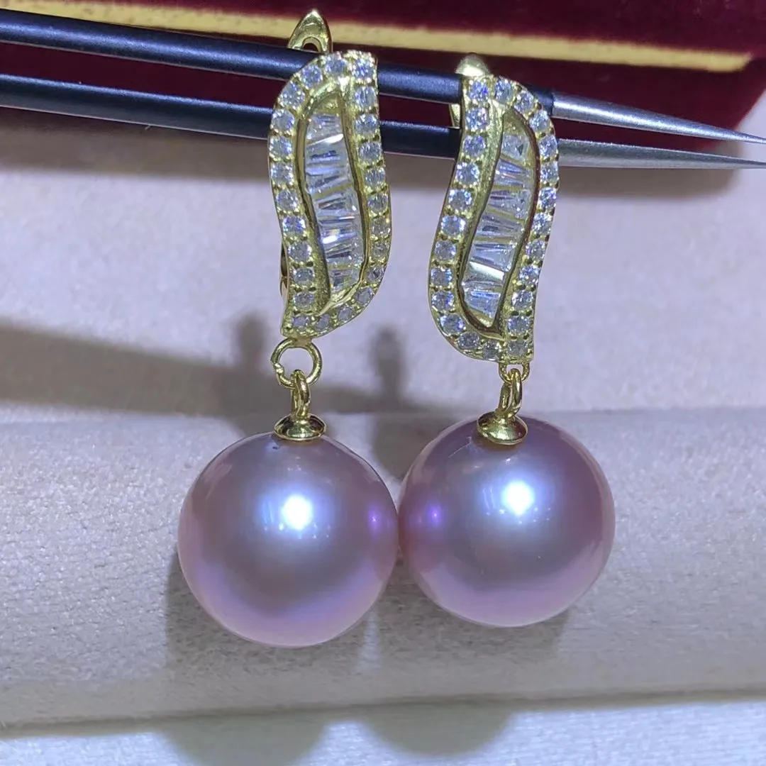 Wholesale S925 Sterling Silver Earrings Mount Findings Settings Base Mounting Parts Accessory for 12-14mm Pearls 5 pairs/lot