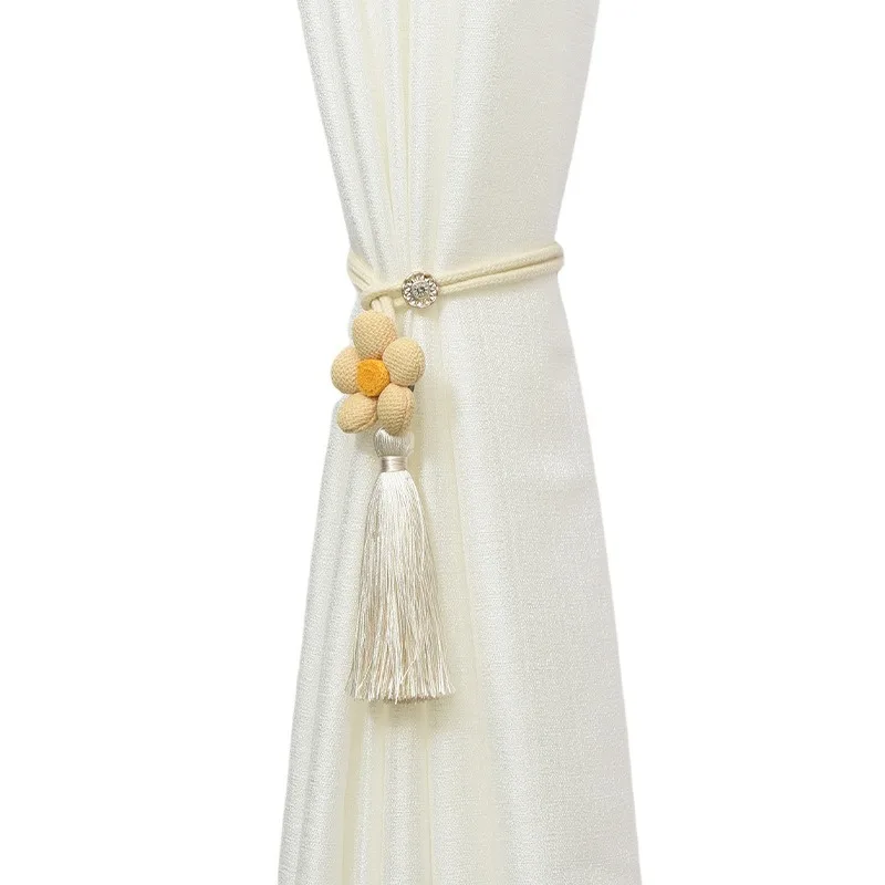 

Новые мультяшные тканевые подхваты для штор с цветком - милые держатели из пеньковой веревки с кисточками для прозрачных штор, оптовая продажа, оптовая поставка