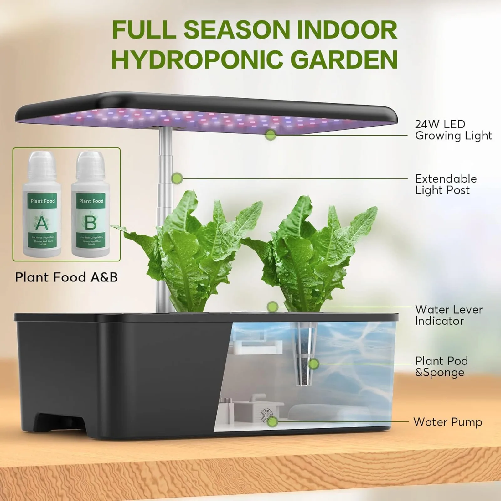 US Herb Garden Hydroponics Growing System - MUFGA 12 Pods Indoor Gardening System with LED Grow Light, Plants Germination