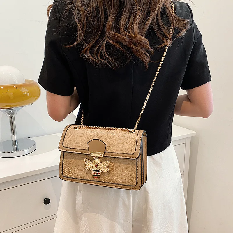 ﻿  Luxury Handbags for Women Crossbody Bags Bee Lock Tote Casual Flap Purses Crocodile Print Leather Handbag Ladies Shoulder Ba
