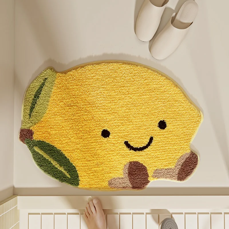 Creative Fruit-shaped Bath Mat Thickened Flocked Microfiber Bathroom Rug Non-slip Water-absorbent Quick-drying Foot Mat