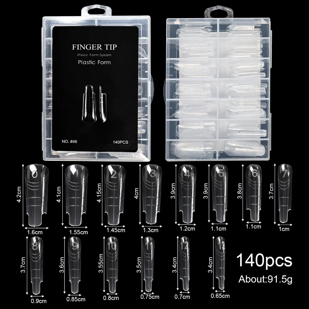 70/140/150 pezzi 70/140/150 pezzi gel doppie forme per unghie trasparenti 14 dimensioni stampi per unghie riutilizzabili poli estensione top forme per unghie