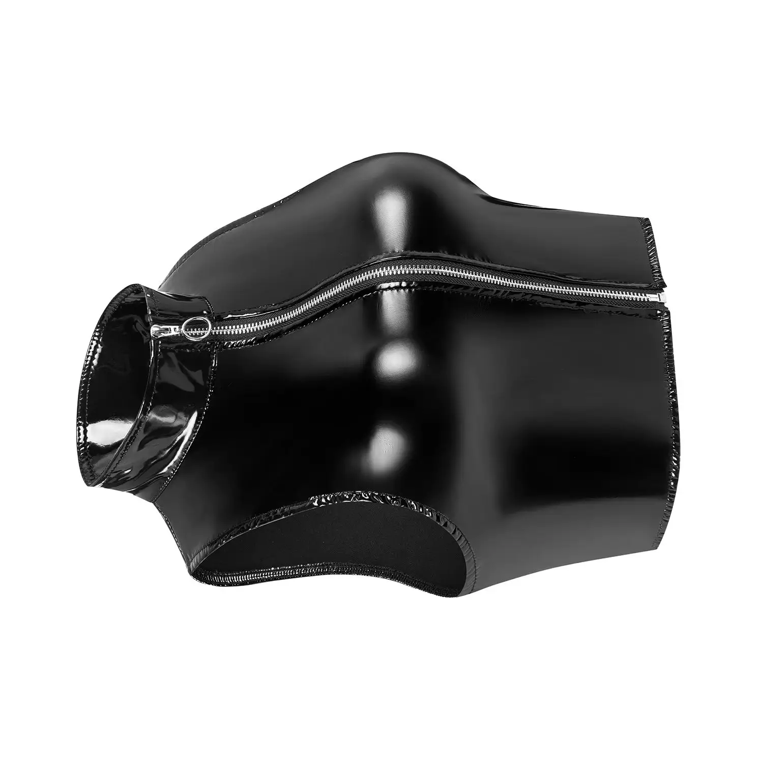 

Women PVC Leather Vest Zipper Open Chest Waistcoat Sexy Lingerie Shaper Hot Chick Patent Leather Halterneck Strap Style Tank Top