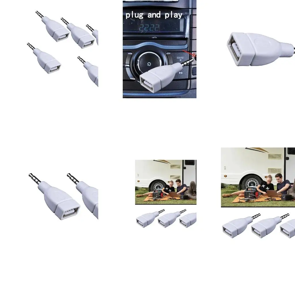  Portable 3.5mm Male AUXs to USB 2.0 Female Adapter for Connecting Various Sound