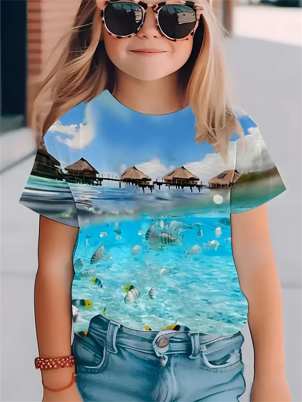 2025 T-shirt casual Abbigliamento per ragazze Nuovo animale divertente Stampa 3d T-shirt per ragazze Moda festa Top a maniche corte Tee