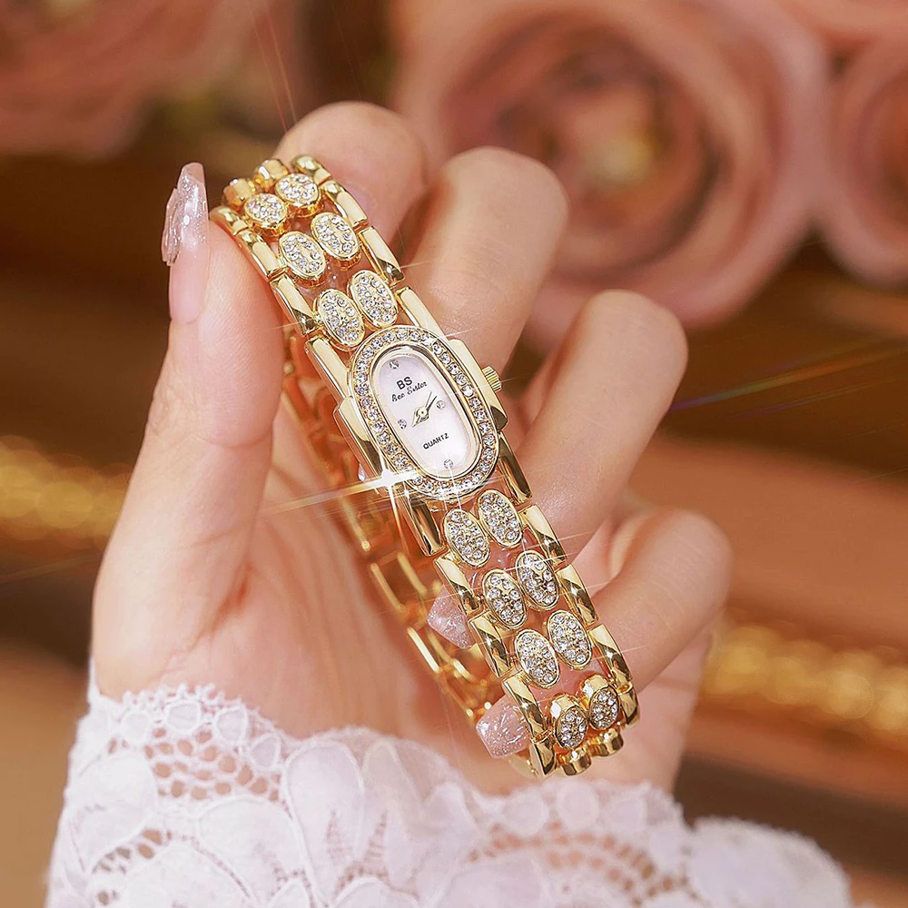 НОВЫЕ элегантные женские часы, роскошные винтажные золотые браслеты с бриллиантами, наручные часы, модные платья, женские подарки, кварцевые водонепроницаемые часы