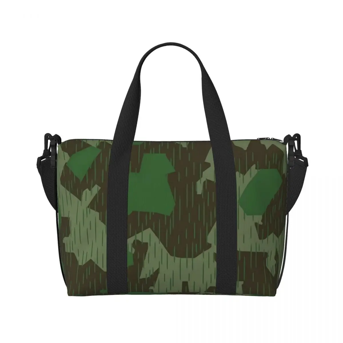 Custom WW2 Germany Military Splinter Camo Tote Bag Women Big Capacity Splittertarn Camouflage Gym Beach Travel Bags