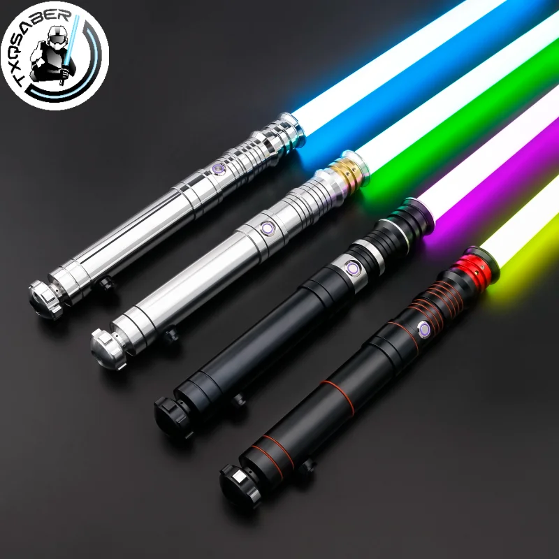 Txqsaber suave balanço sabre de luz metal punho duelo pesado 12 cores mudando blaster cosplay bluetooth espada laser crianças brinquedos