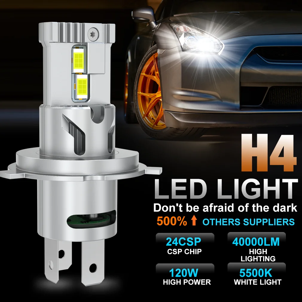 S&D H4 H7 LED Light 40000LM 120W Car LED Headlight 5500K High-Power High Low Beam Canbus Auto Fog Light Bulbs With Fan Headlamp