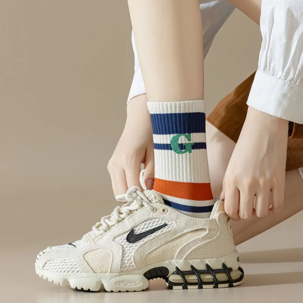 

Korean Style Stripe Socks Cute Cotton Harajuku Middle Tube Socks Warm Short Socks Casual Socks Girls