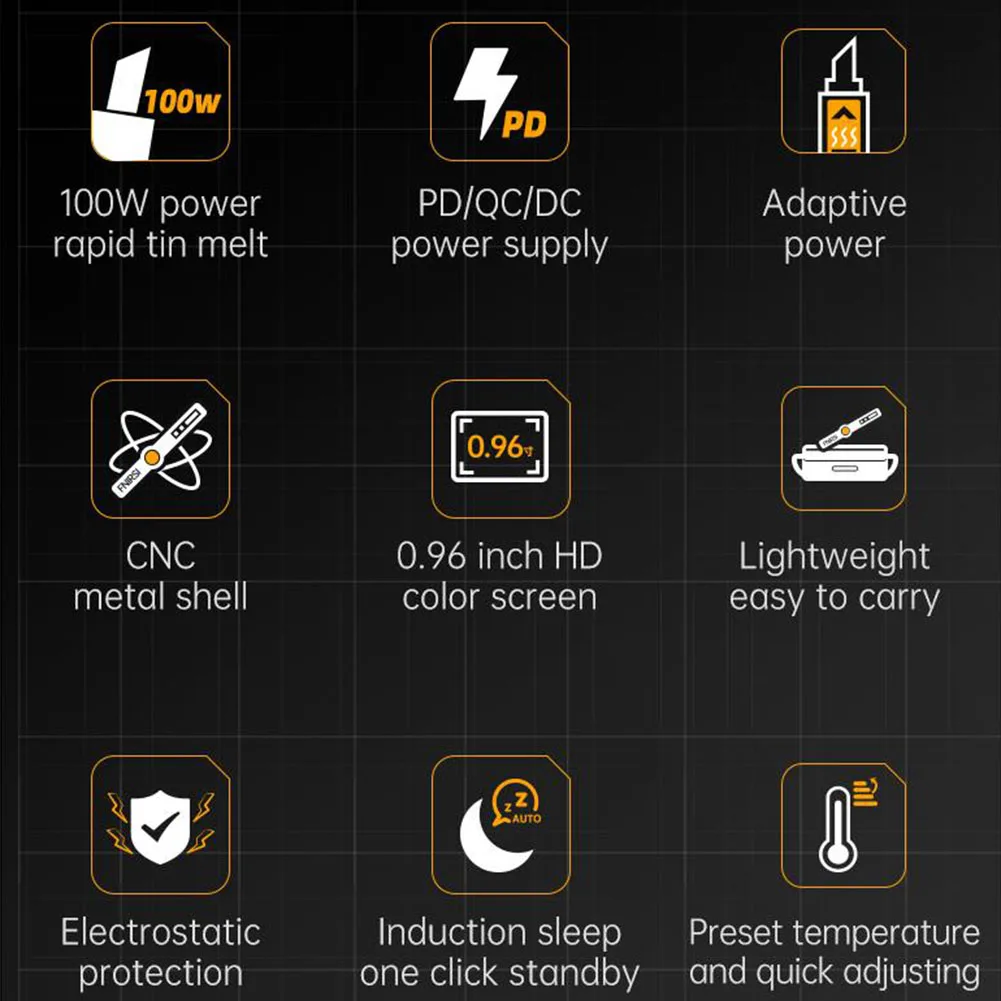 Juego de soldador HS-02A, herramienta de reparación portátil, soldadura eléctrica automática eficiente, 100-450 °C, 100W, 1 Juego