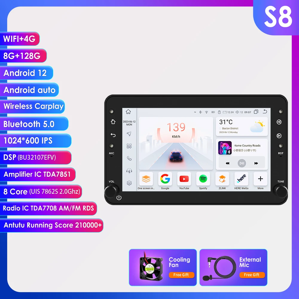 OSSURET 1Din 8G 128G Carplay Android autoradio voor Alfa Romeo 159 Brera Spider Sportwagon GPS multimediaspeler navigatie 7862