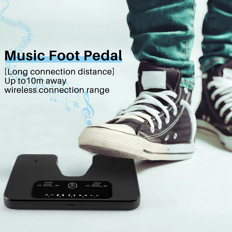 Wireless Page Turner Pedal Music Foot Pedal For Guitar Violin Piano Music Sheet Flipping Musical Instrument-Black