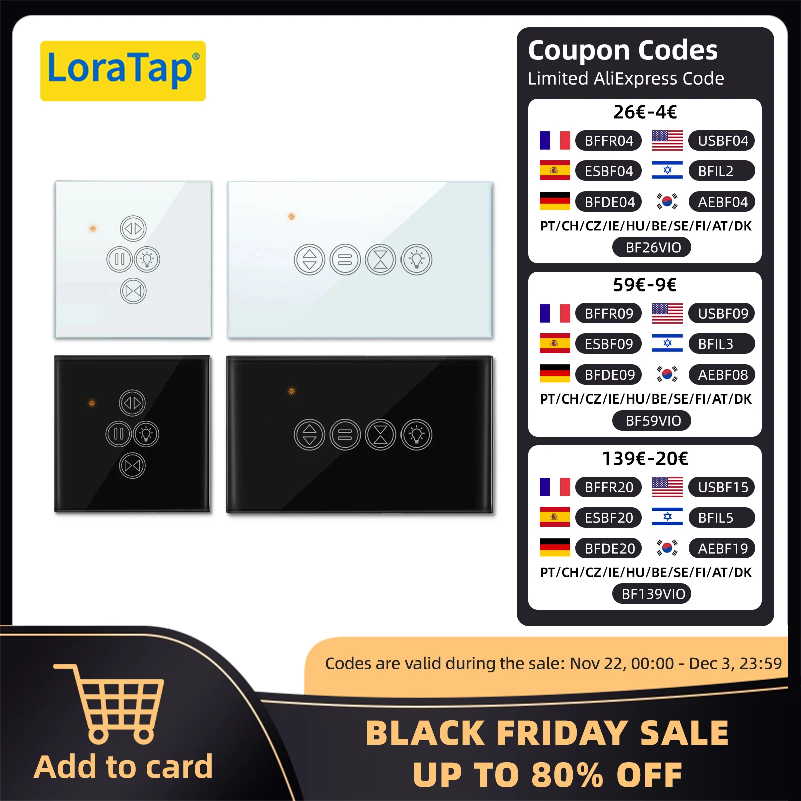 

LoraTap Tuya Smart Life WiFi Роликовая штора Выключатель света для электрических моторизованных жалюзи Работа для Alexa Google Home Voice