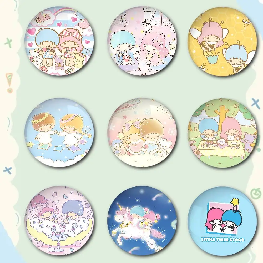 L-Little T-TwinS Stars Cute Badges Fashion New Hip Hop Versatile Round Metal Badge Cartoon Pin Gift Wholesale