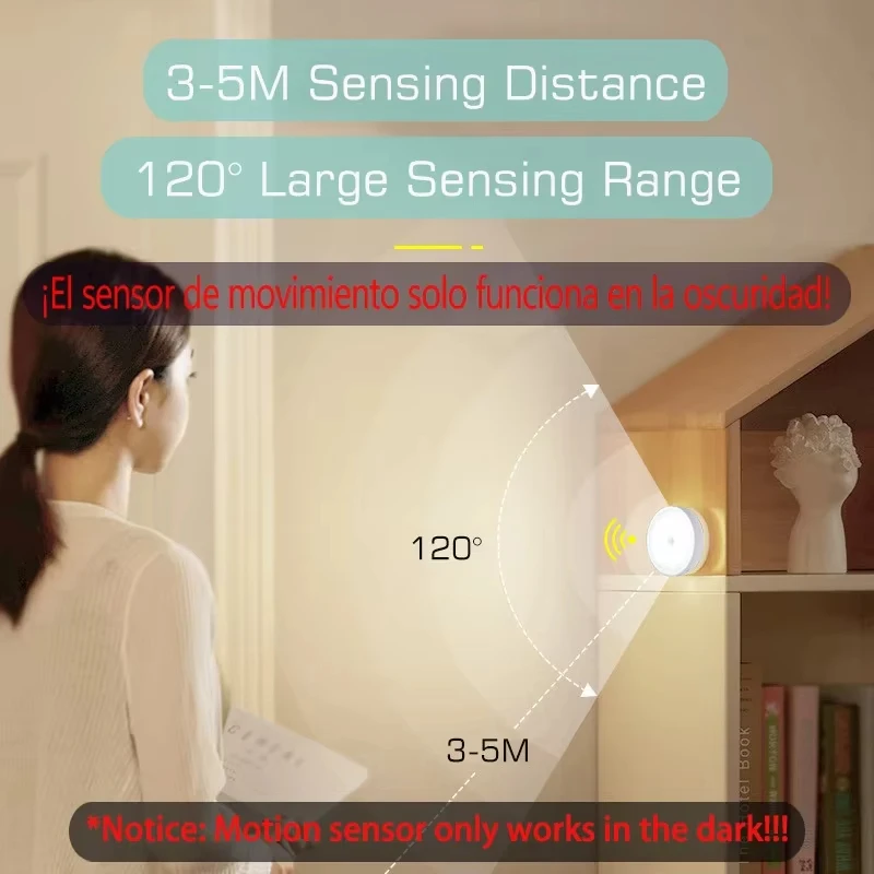 

Type-c otion Sensor Night Light Rechargeable Light LED Lamp forKitchen Bedroom Stairs Hallway Cabinet Closet Wardrobe Nightlight