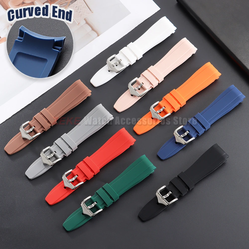 Hochwertiges, gebogenes Ende, 20 mm, 22 mm, Kautschukarmband, Silikon-Uhrenarmband für Omega Moonswatch-Armband für Swatch, wasserdichtes Armband
