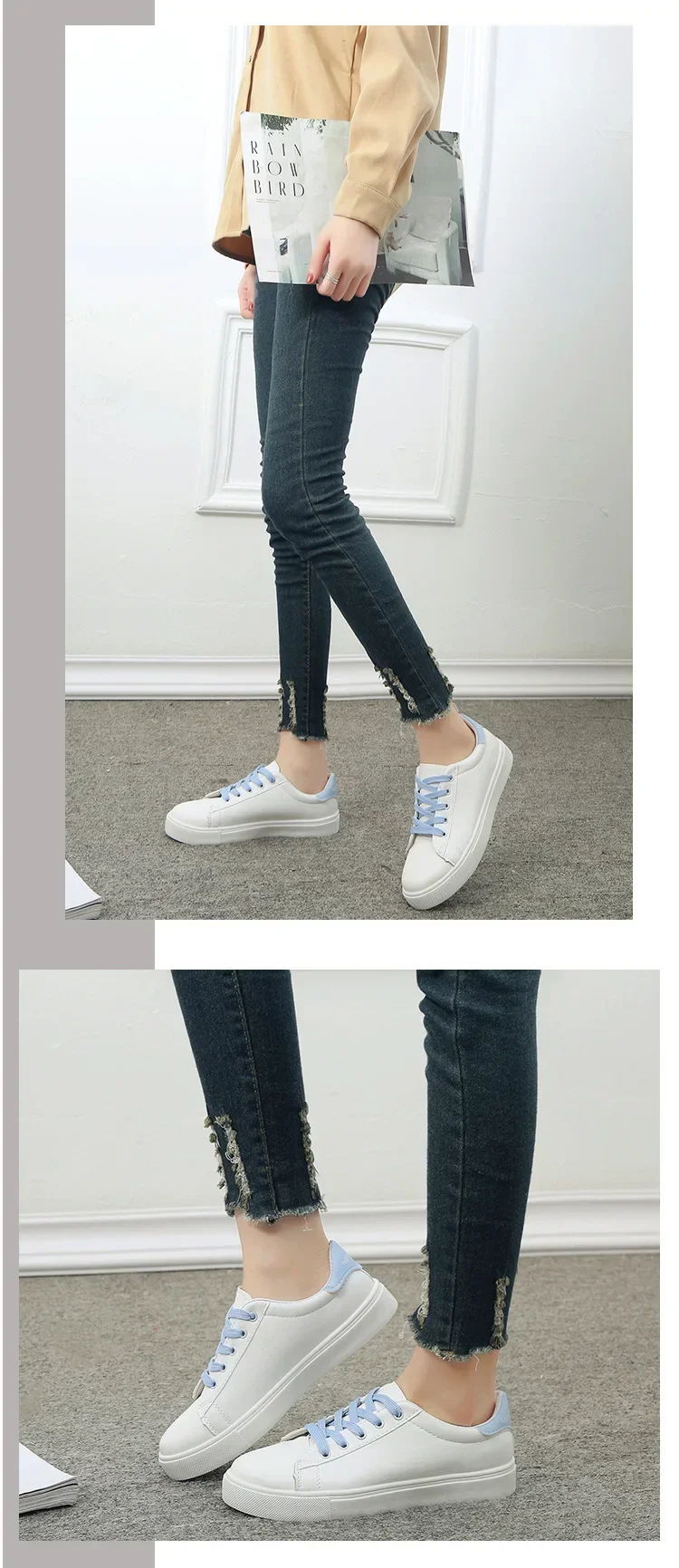 Frauen Turnschuhe 2024, Mode Breathble Vulkanisierte Schuhe Pu Leder Plattform Schuhe Weiß Lace Up Casual Schuhe Zapatos Mujer – Detail 1