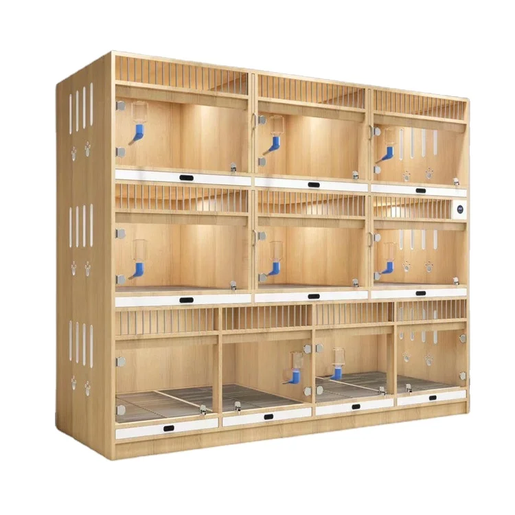 

2024 China New Wood Puppy Kennel New Style Stackable Pet Hotel Cage In Yellow Pink White Color Dog Kennel Create Hotel For Dogs