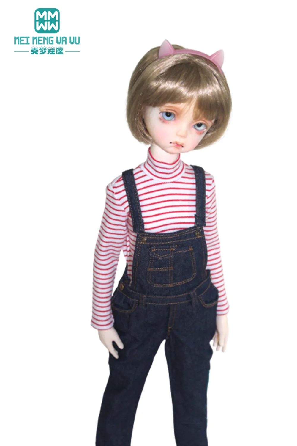 BJD Dolls Accessories Clothes Fits 43-45cm 1/4 MSD MK YOSD Fashionable PU Leather Clothes Denim Overalls Vests