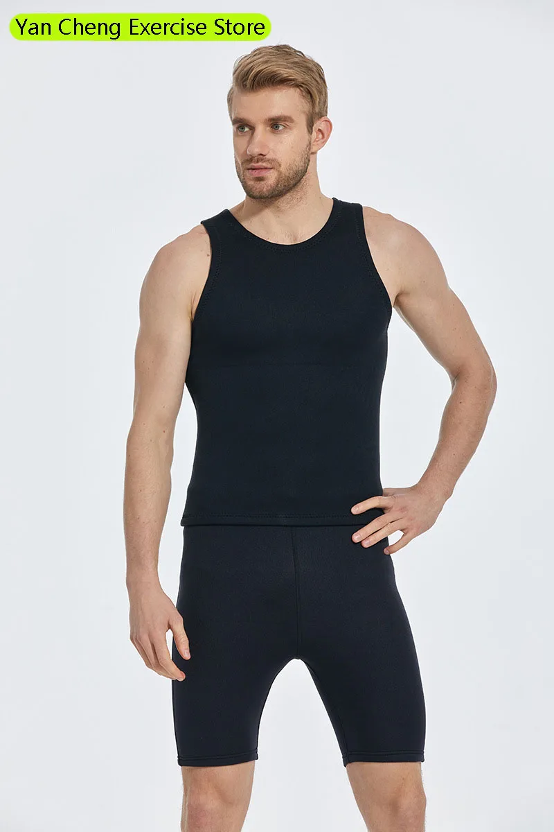 2mm Neoprene Wetsuit Shorts Vest Set for Men Thermal Diving Shorts Sleeveless Top Coldproof Surfing Snorkeling Swimsuit