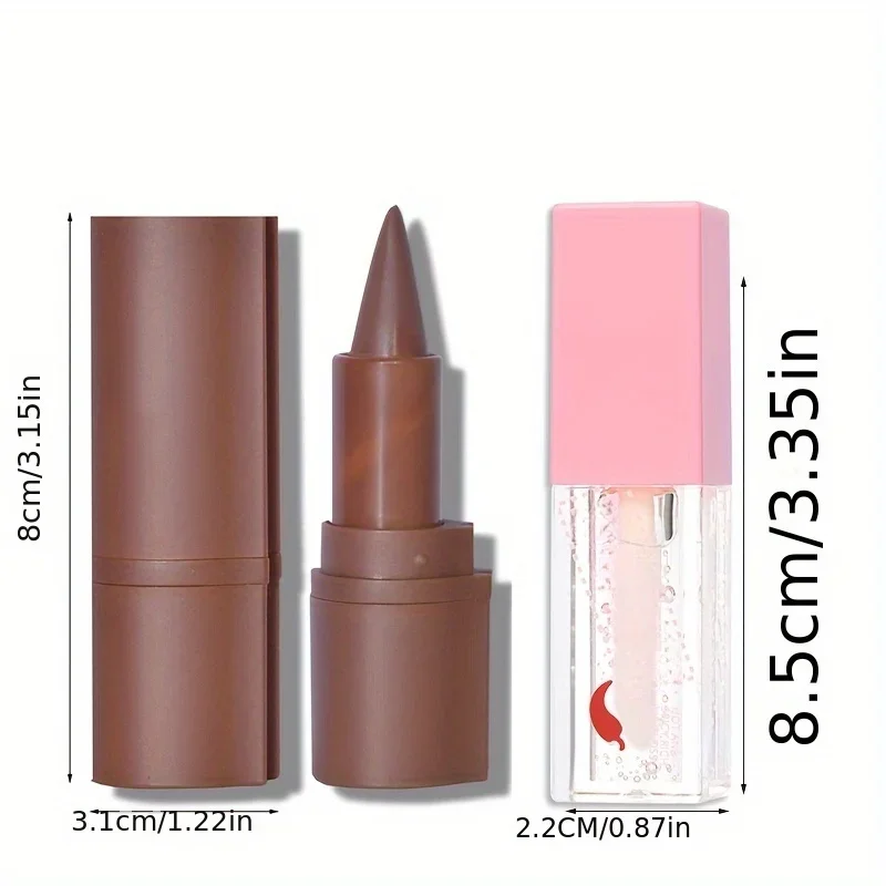 2 Pz/set Olio Per Labbra Caldo + 2 In 1 Rossetto Opaco Lip Liner Rimpolpante Labbra Velluto Impermeabile Lip Liner Lip Combo Lip Tint Trucco