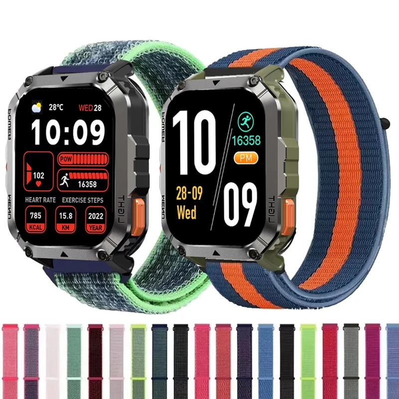 20mm 22mm Nylon Loop Strap For Blackview W60 W70 Pro Smartwatch Sport Bracelet Correa For Blackview W50 W50Pro/X20/R60 R30/X1Pro